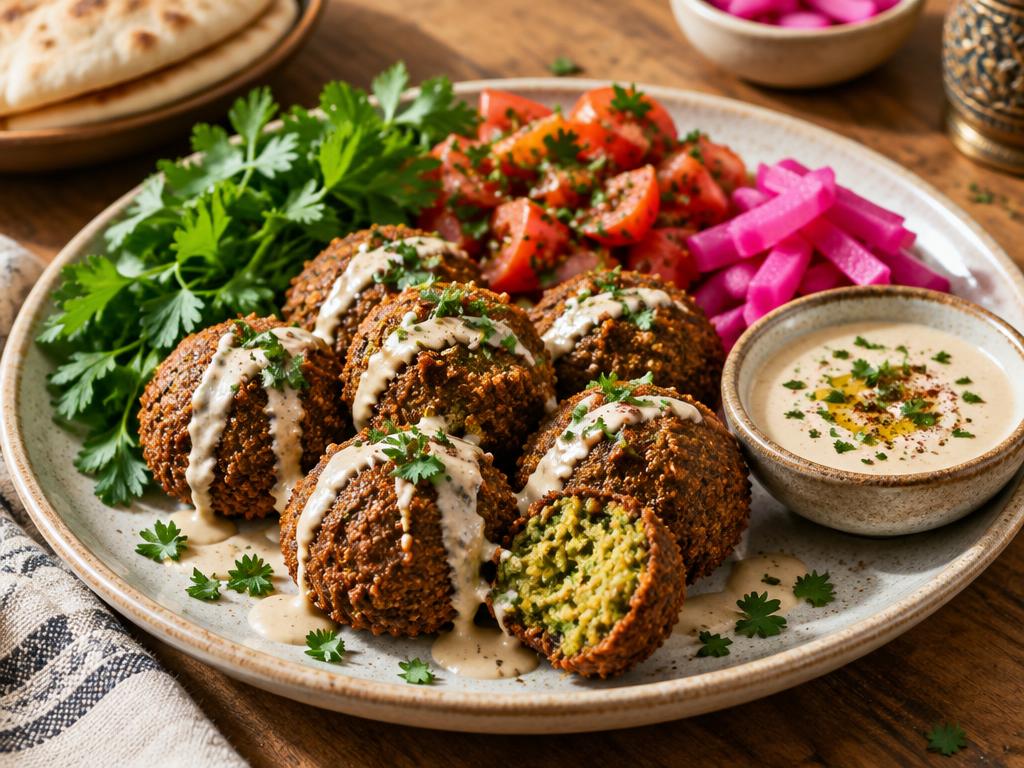 صحن فلافل مع الطحينة من مطعم سمارت زيد